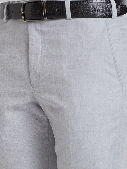 Park Avenue Men Grey Checks Smart Fit Polyester Blend Trouser