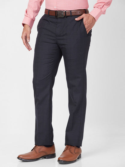 Park Avenue Men Blue Structure Smart Fit Polyester Blend Trouser