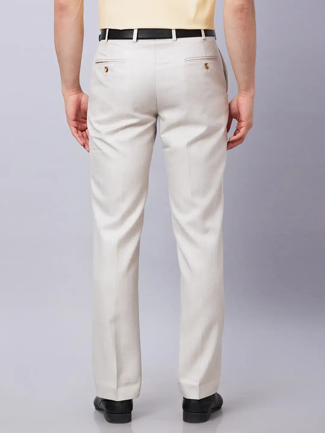 Park Avenue Men Fawn Structure Smart Fit Polyester Blend Trouser