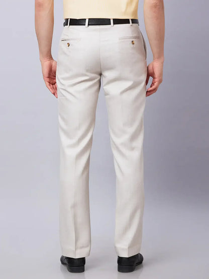 Park Avenue Men Fawn Structure Smart Fit Polyester Blend Trouser