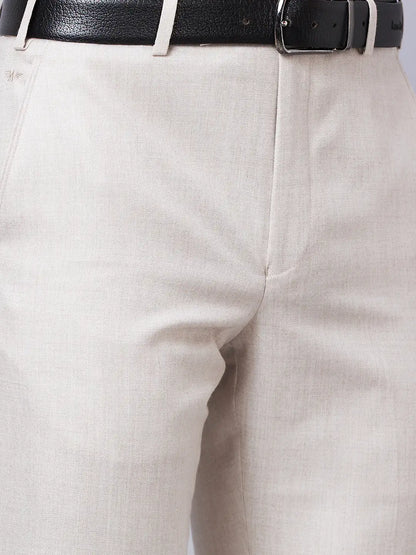Park Avenue Men Fawn Structure Smart Fit Polyester Blend Trouser
