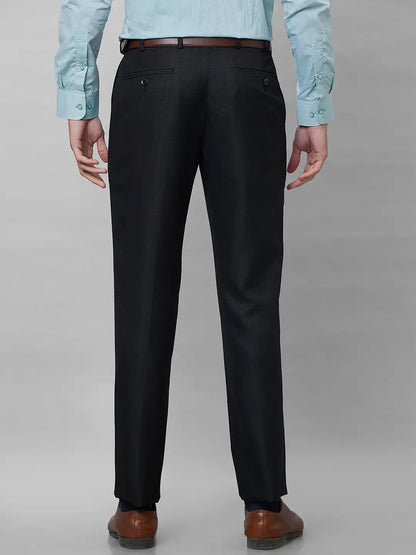 Park Avenue Men Black Structure Smart Fit Polyester Blend Trousers