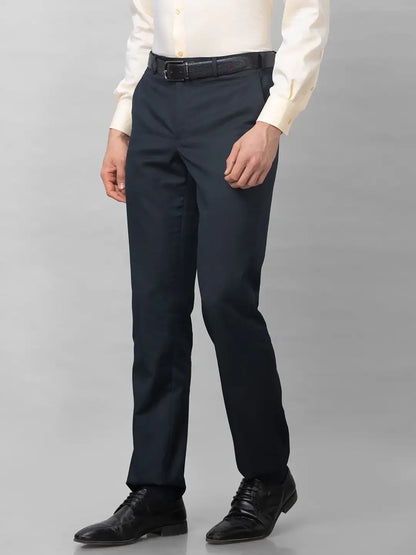 Park Avenue Men Blue Stripe Smart Fit Polyester Blend Trousers