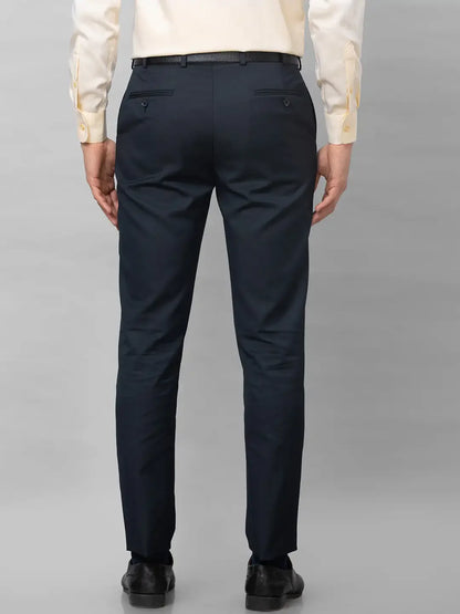 Park Avenue Men Blue Stripe Smart Fit Polyester Blend Trousers