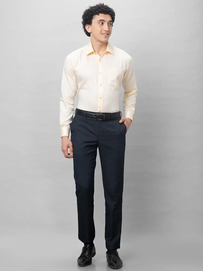 Park Avenue Men Blue Stripe Smart Fit Polyester Blend Trousers