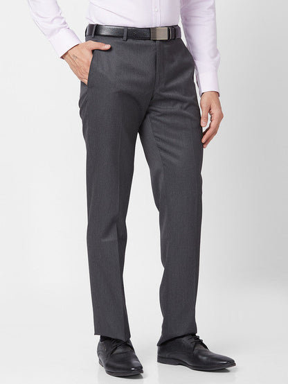 Park Avenue Men Grey Self Design Regular Fit Trouser