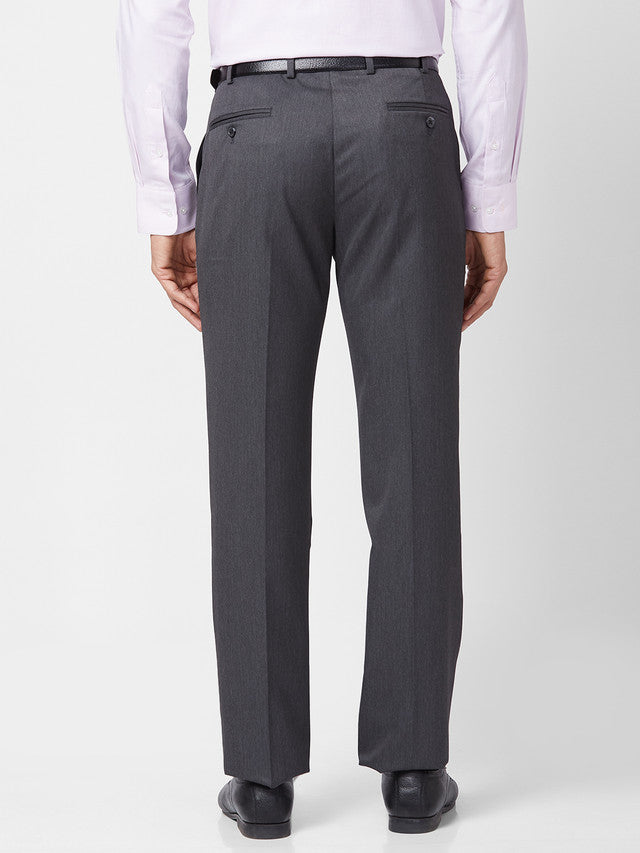 Park Avenue Men Grey Self Design Regular Fit Trouser