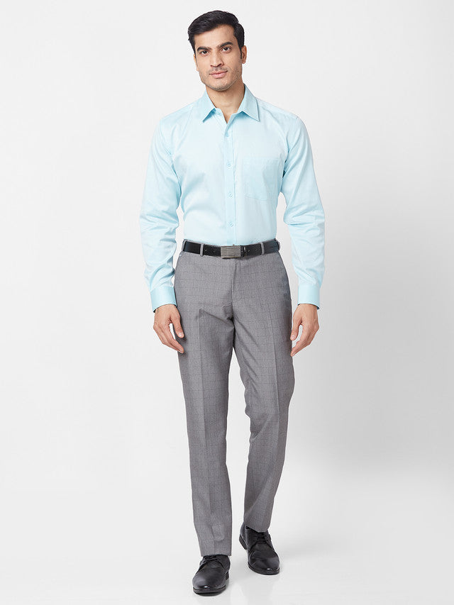 Park Avenue Men Grey Checkered Regular Fit Trouser