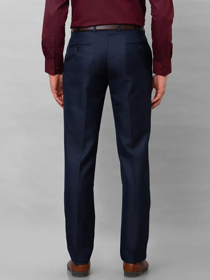 Park Avenue Men Blue Structure Smart Fit Polyester Blend Trousers