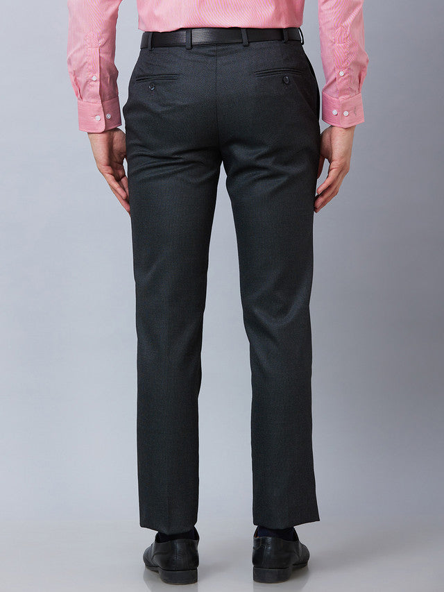 Park Avenue Grey Structure Smart Fit Polyester Blend Trouser