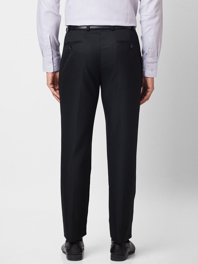Park Avenue Black Structure Smart Fit Polyester Blend Trouser