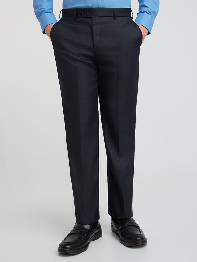 Park Avenue Blue Structure Regular Fit Polyester Blend Trouser