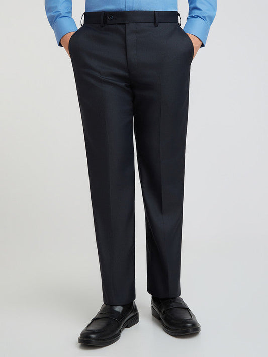 Park Avenue Blue Structure Regular Fit Polyester Blend Trouser