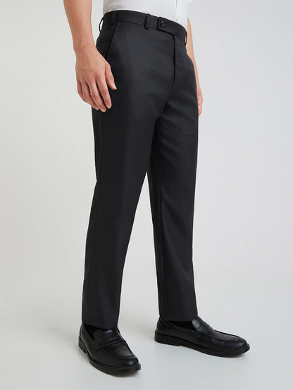 Park Avenue Grey Structure Regular Fit Polyester Blend Trouser