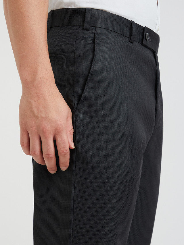 Park Avenue Grey Structure Regular Fit Polyester Blend Trouser