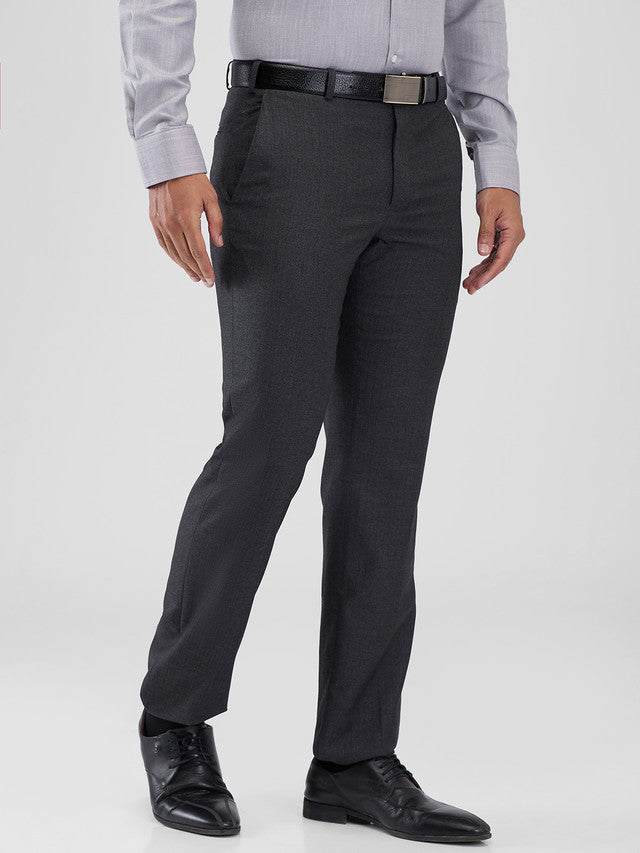 Park Avenue Grey Stripe Regular Fit Polyester Blend Trouser