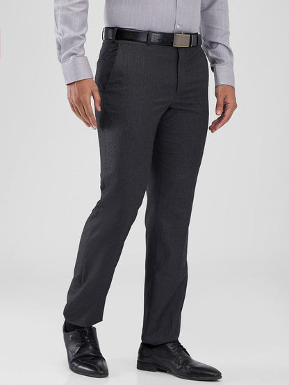 Park Avenue Grey Stripe Regular Fit Polyester Blend Trouser