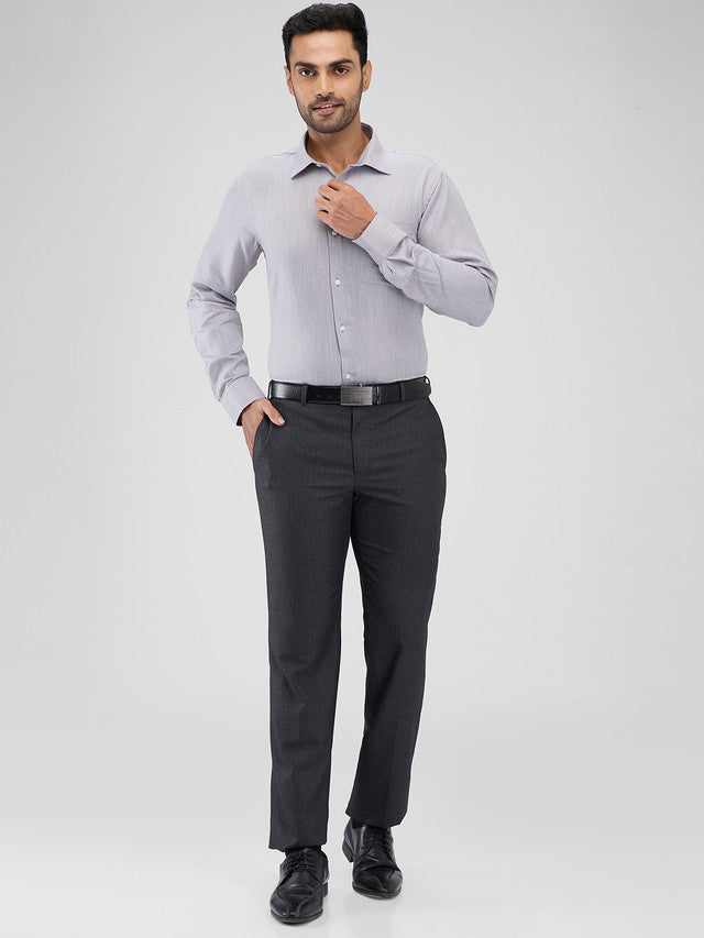 Park Avenue Grey Stripe Regular Fit Polyester Blend Trouser