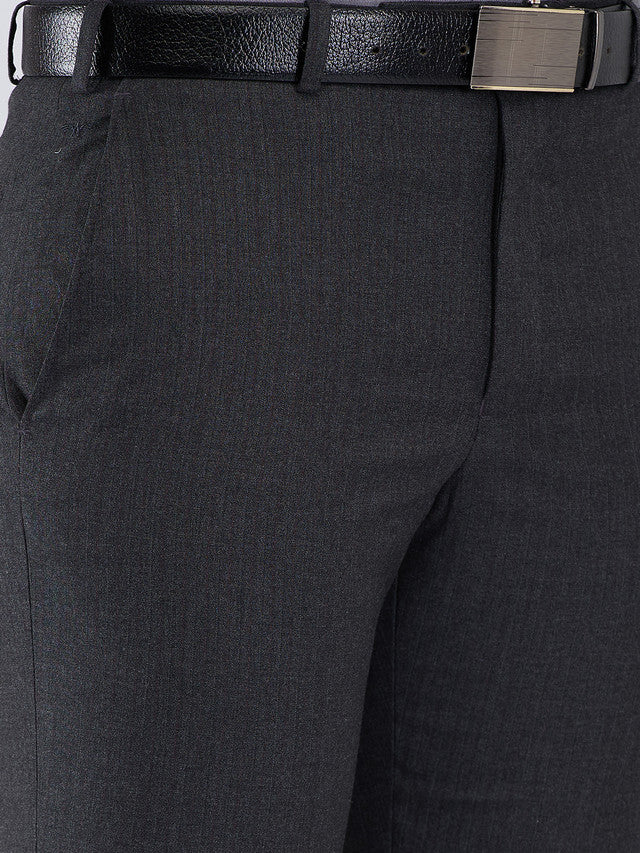 Park Avenue Grey Stripe Regular Fit Polyester Blend Trouser