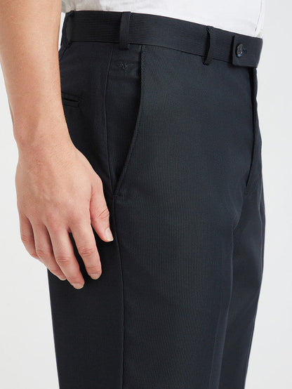 Park Avenue Blue Stripe Regular Fit Polyester Blend Trouser