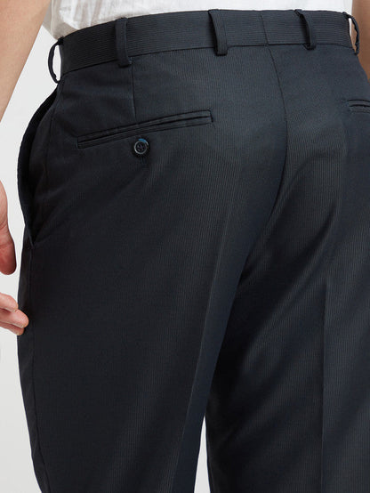 Park Avenue Blue Stripe Regular Fit Polyester Blend Trouser