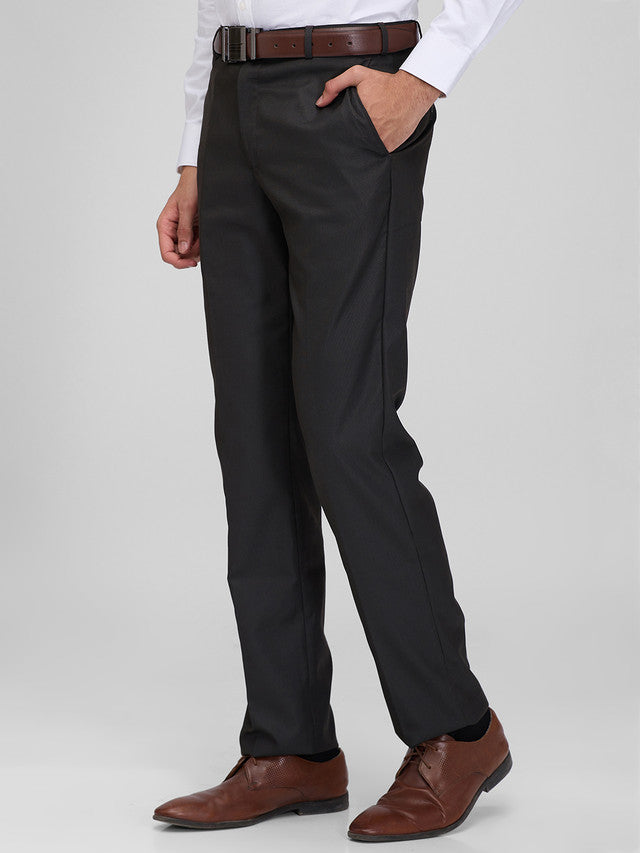 Park Avenue Brown Stripe Regular Fit Polyester Blend Trouser