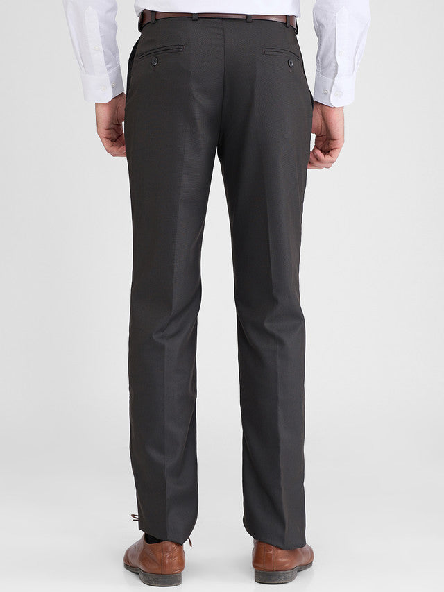 Park Avenue Brown Stripe Regular Fit Polyester Blend Trouser