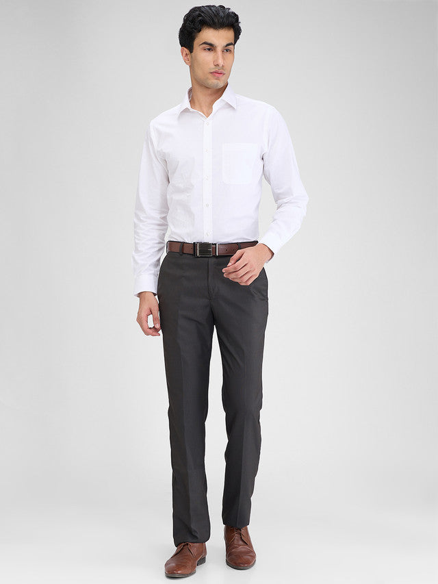 Park Avenue Brown Stripe Regular Fit Polyester Blend Trouser