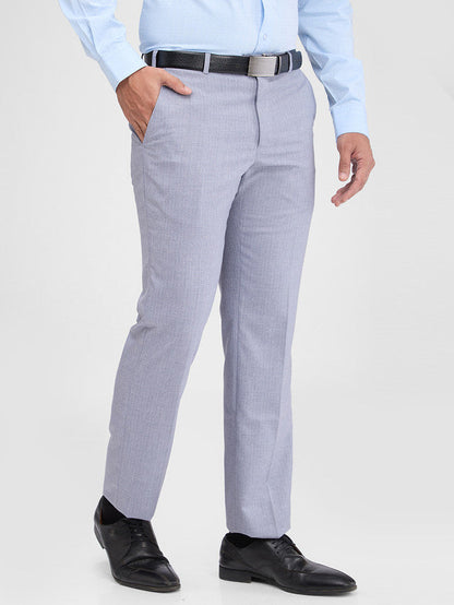 Park Avenue Grey Stripe Regular Fit Polyester Blend Trouser
