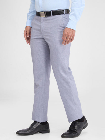 Park Avenue Grey Stripe Regular Fit Polyester Blend Trouser
