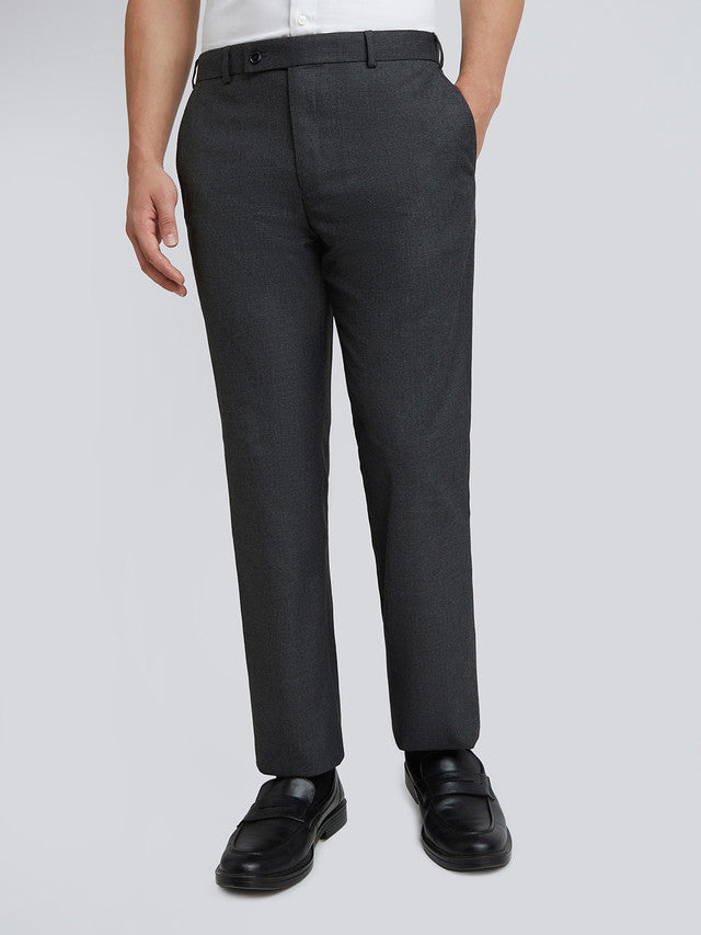 Park Avenue Grey Structure Regular Fit Polyester Blend Trouser