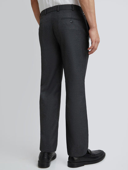 Park Avenue Grey Structure Regular Fit Polyester Blend Trouser
