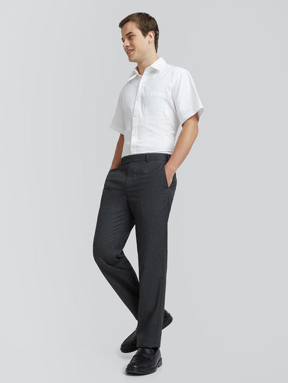 Park Avenue Grey Structure Regular Fit Polyester Blend Trouser