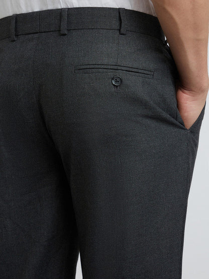 Park Avenue Grey Structure Regular Fit Polyester Blend Trouser