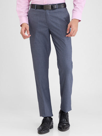 Park Avenue Blue Checks Regular Fit Polyester Blend Trouser