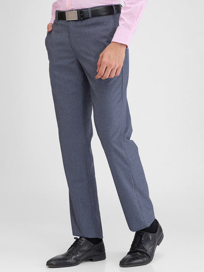 Park Avenue Blue Checks Regular Fit Polyester Blend Trouser
