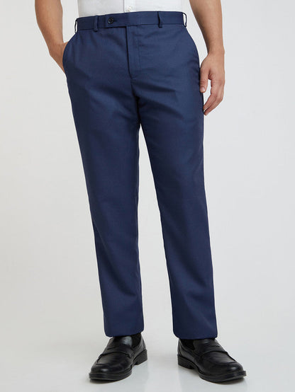 Park Avenue Blue Structure Regular Fit Polyester Blend Trouser