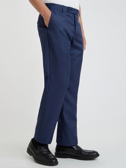 Park Avenue Blue Structure Regular Fit Polyester Blend Trouser