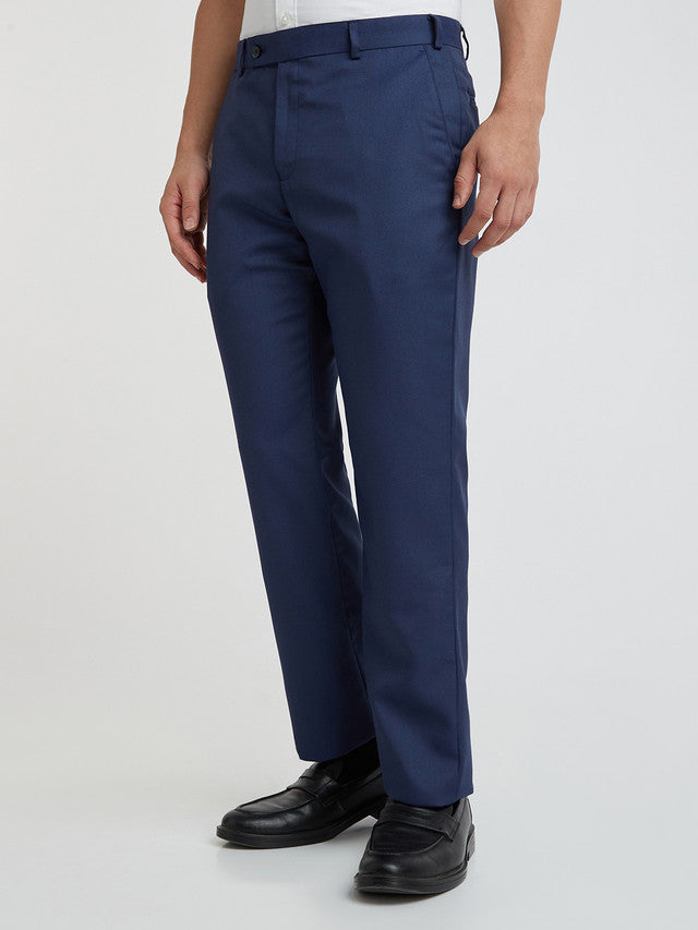 Park Avenue Blue Structure Regular Fit Polyester Blend Trouser