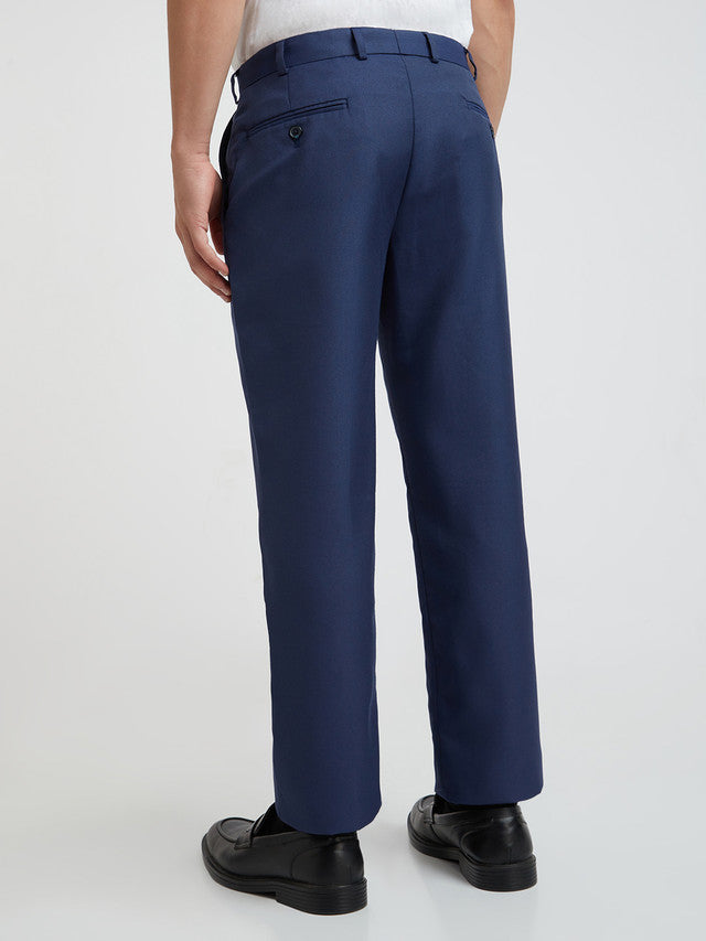 Park Avenue Blue Structure Regular Fit Polyester Blend Trouser