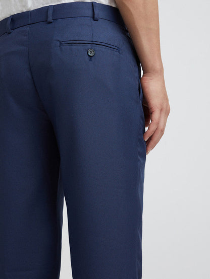 Park Avenue Blue Structure Regular Fit Polyester Blend Trouser