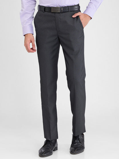 Park Avenue Black Structure Regular Fit Polyester Blend Trouser