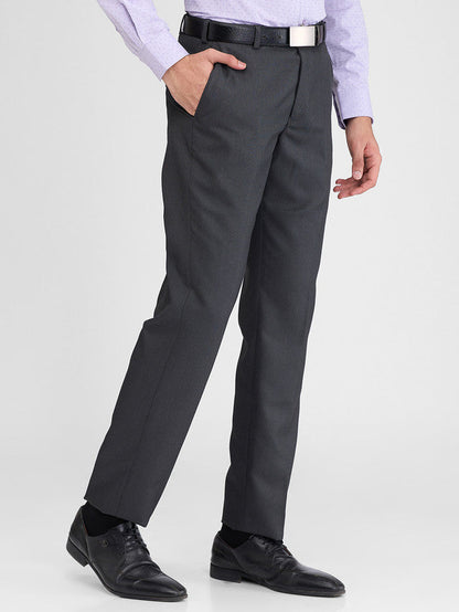 Park Avenue Black Structure Regular Fit Polyester Blend Trouser