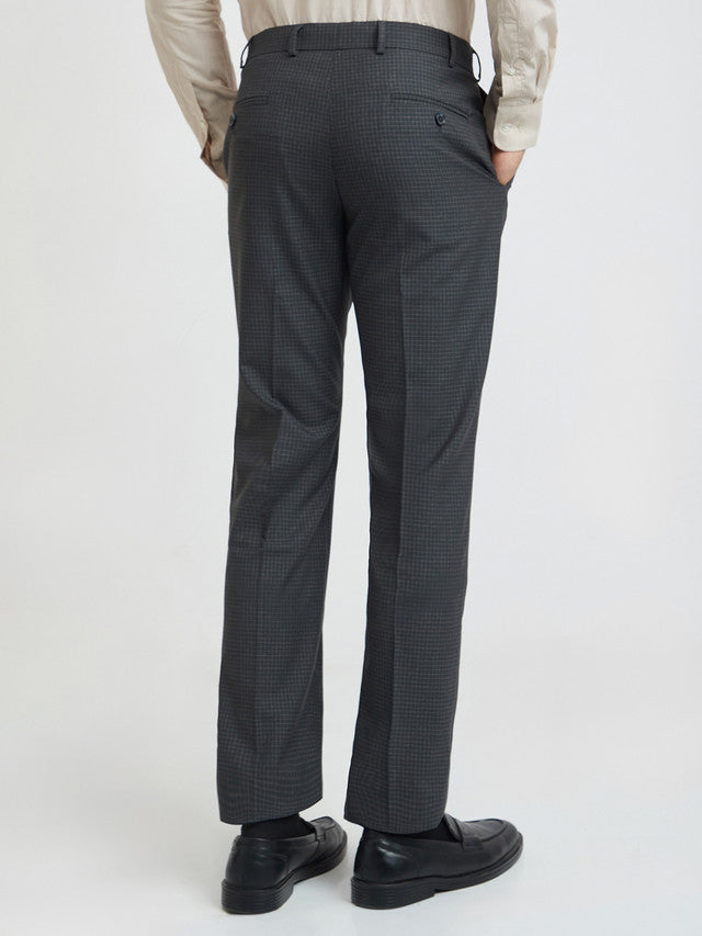 Park Avenue Grey Checks Regular Fit Polyester Blend Trouser