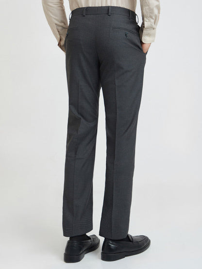 Park Avenue Grey Checks Regular Fit Polyester Blend Trouser