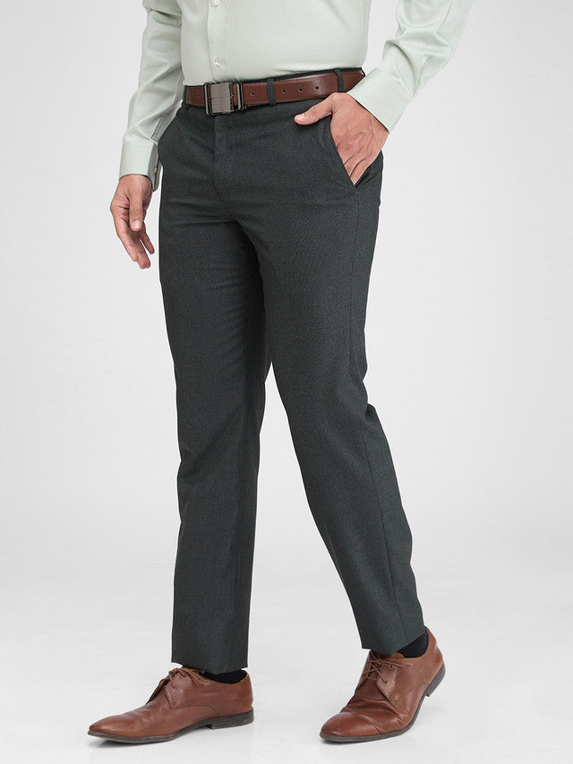 Park Avenue Grey Stripe Regular Fit Polyester Blend Trouser