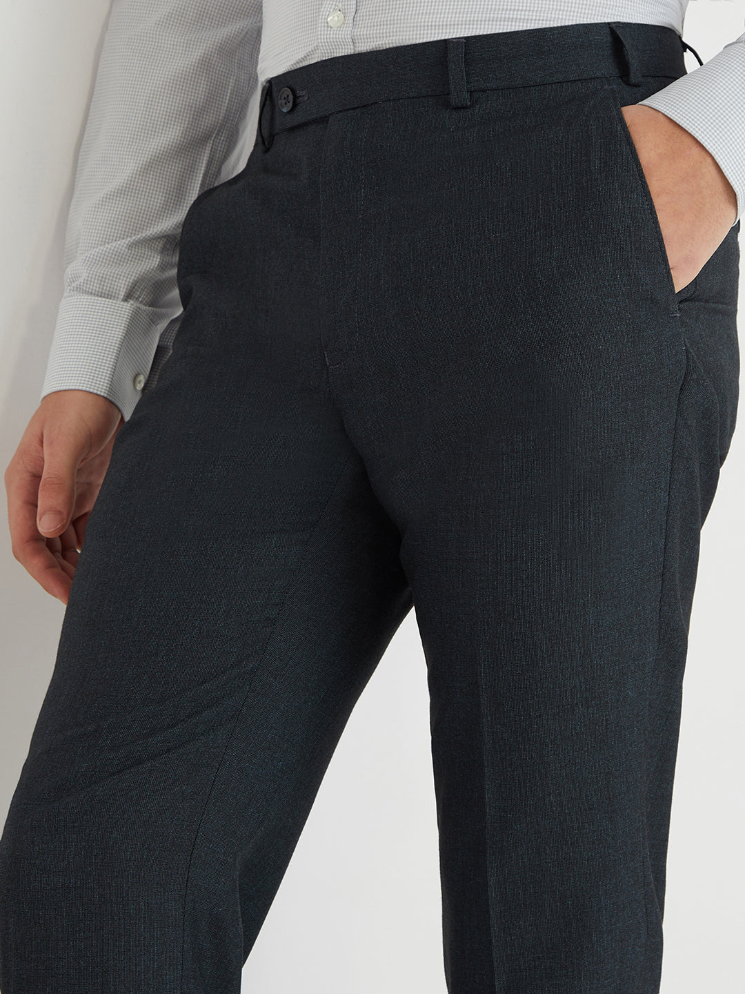 Park Avenue Blue Stripe Regular Fit Polyester Blend Trouser