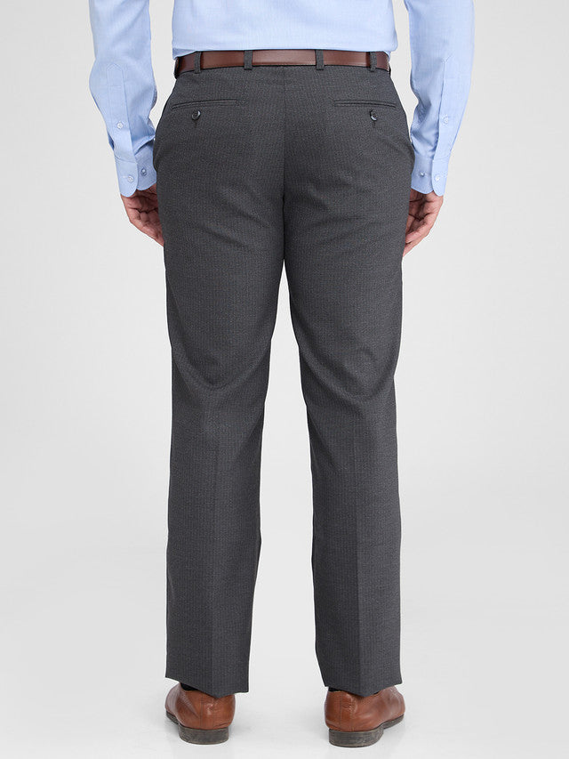 Park Avenue Grey Stripe Regular Fit Polyester Blend Trouser