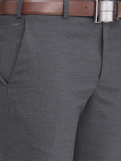 Park Avenue Grey Stripe Regular Fit Polyester Blend Trouser