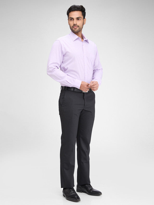 Park Avenue Black Stripe Regular Fit Polyester Blend Trouser
